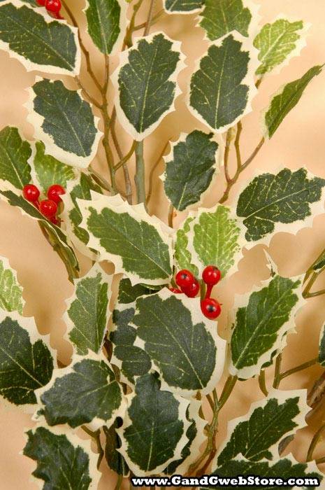 19" Mini Holly Spray (Green/White)