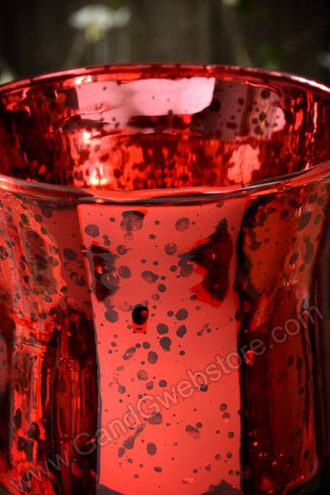 4&quot; Mercury Glass Candle Holder Red