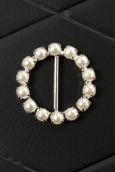 23mm Round Pearl Ribbon Button Pearl Pkg/6