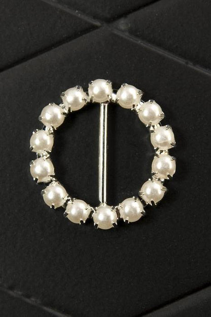 23mm Round Pearl Ribbon Button Pearl Pkg/6