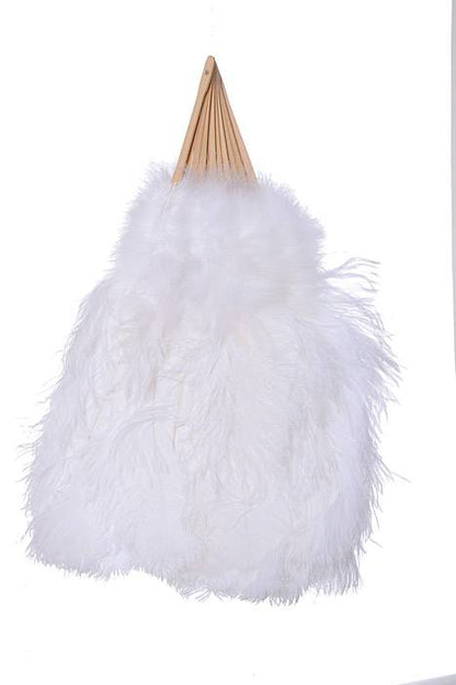 48" X 24" 18-slice Ostrich Feather Fan White