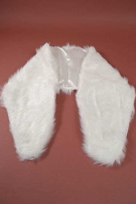 Faux Fur Collar Shawl Shrug White