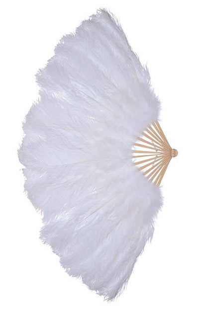 48" X 24" 18-slice Ostrich Feather Fan White