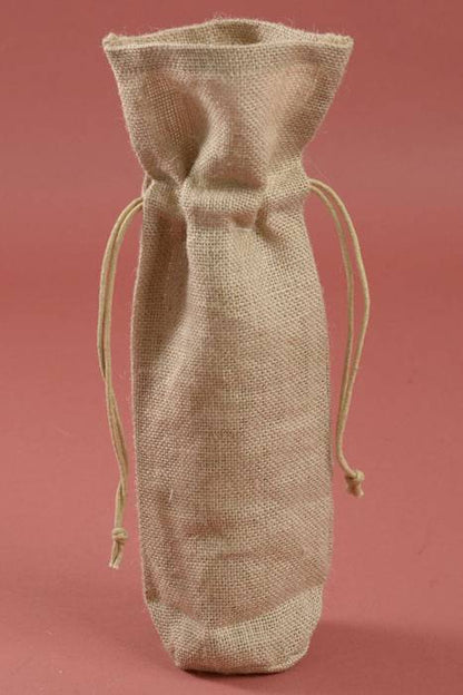 5.5 X 15 X 3.5" Jute Wine Bag Natural Pkg/6
