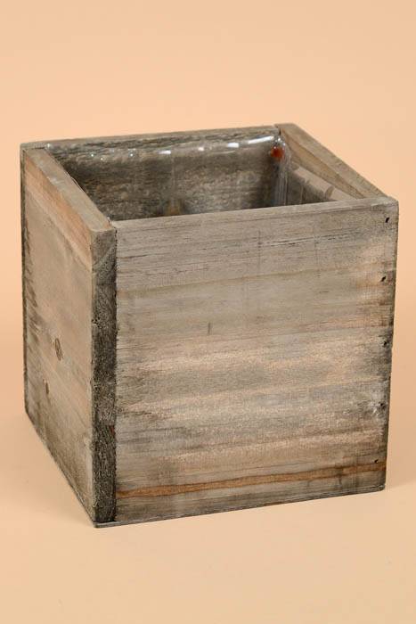 6" Square Woodland Planter Natural