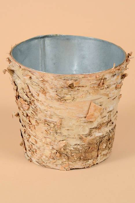 5.5" X 5" Birch Pot W/zinc Natural