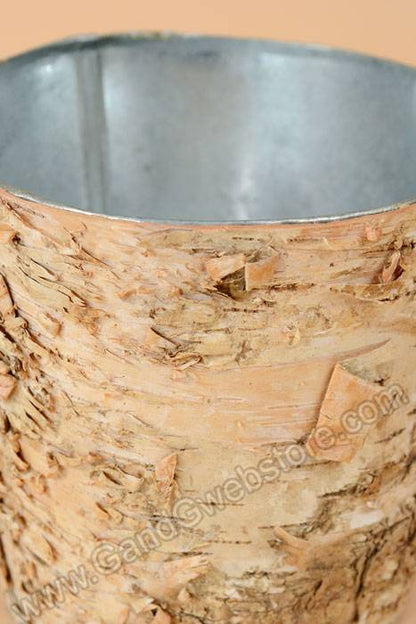 5.5" X 5" Birch Pot W/zinc Natural