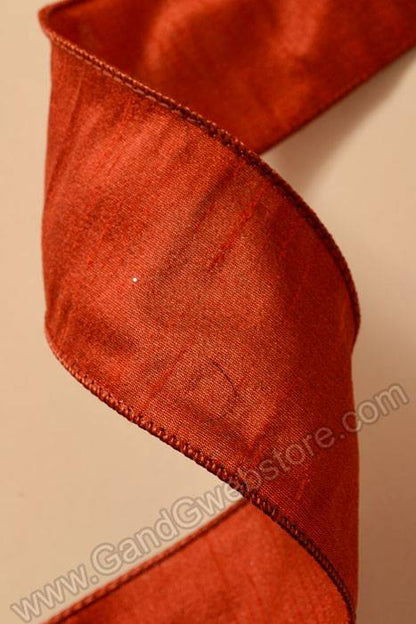 2.5" X 10yds Wired Anisha Ribbon Rust