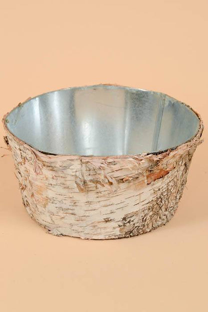 8" X 3.5" Birch Pot W/zinc Natural