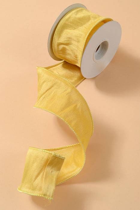 2.5" X 10yds Wired Anisha Ribbon Soft Gold