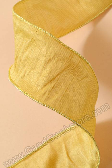 2.5" X 10yds Wired Anisha Ribbon Soft Gold