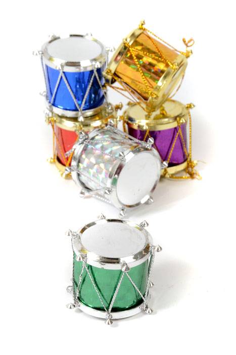 1" Laser Drum Ornament Assort Pkg/12