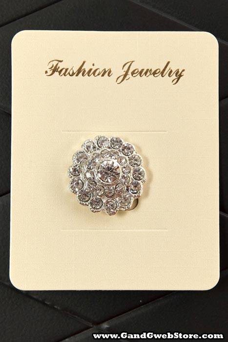 22mm Round Ribbon Button W/diamond Crystal Pkg/3