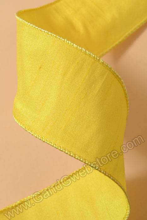2.5" X 10yds Wired Anisha Ribbon Yellow