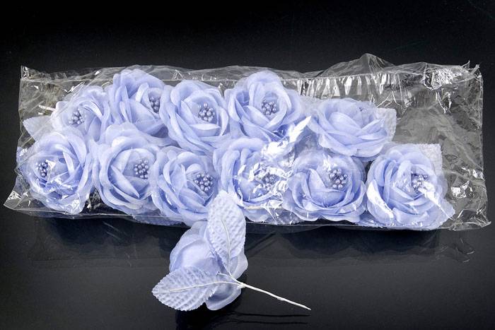 4" Satin Rose Pick W/pips Periwinkle Pkg/12