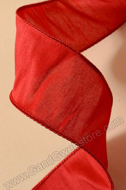2.5" X 10yds Wired Anisha Ribbon Red