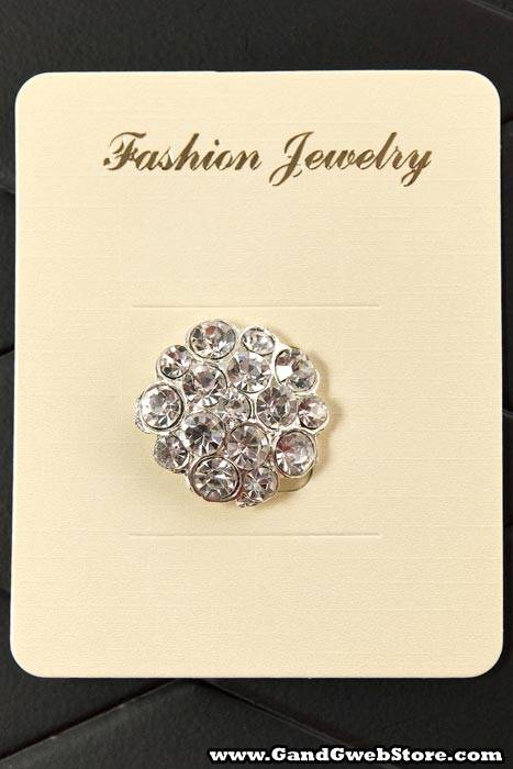 25mm Round Ribbon Button W/diamond Crystal Pkg/6