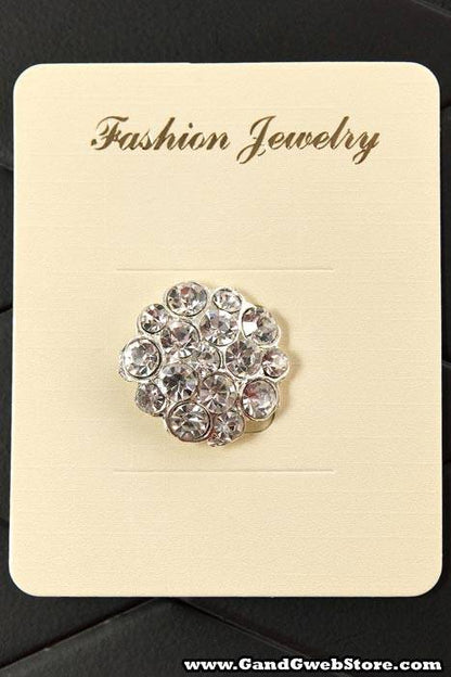 25mm Round Ribbon Button W/diamond Crystal Pkg/6