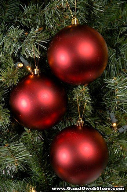 100mm Matt Plastic Ball Burgundy Box/6