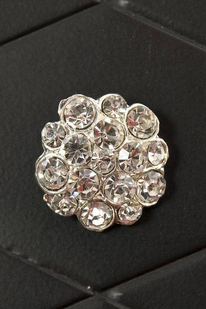 25mm Round Ribbon Button W/diamond Crystal Pkg/6