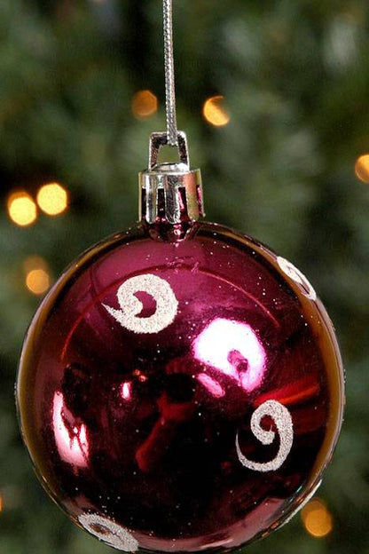 60mm Shiny Plastic Ball W/white Swirl Wine Pkg/12