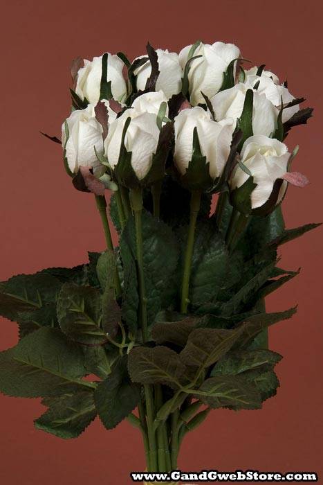 8.5" Planter Rose Bud Pick White Pkg/12