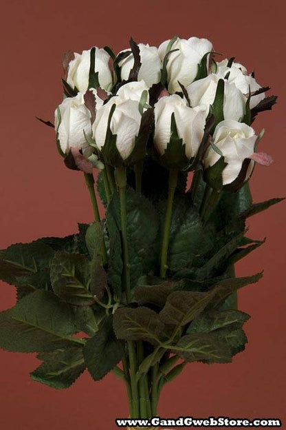 8.5" Planter Rose Bud Pick White Pkg/12