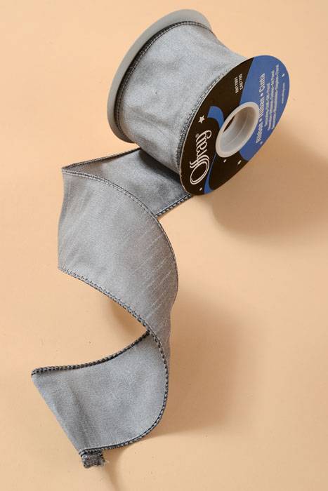 2.5" X 10yds Wired Anisha Ribbon Silver