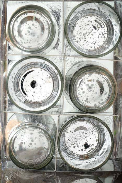 2.5&quot; Mercury Glass Votive Holder Silver Pkg/6