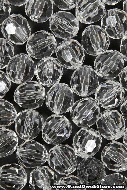 20mm Round Faceted Bead Crystal Clear Pkg/48