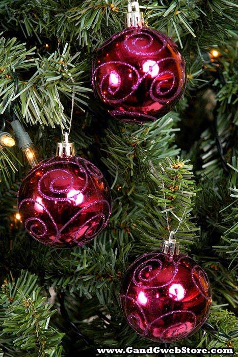 60mm Shiny Plastic Ball W/purple Glitter Swirl Burgundy/purple Bx/12