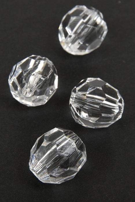 20mm Round Faceted Bead Crystal Clear Pkg/48