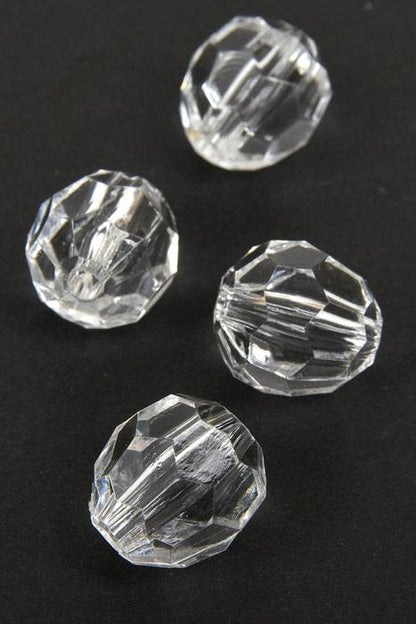 20mm Round Faceted Bead Crystal Clear Pkg/48