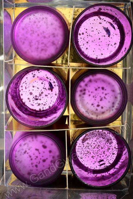 3" Frosted Mercury Glass Candle Holder Purple Pkg/6