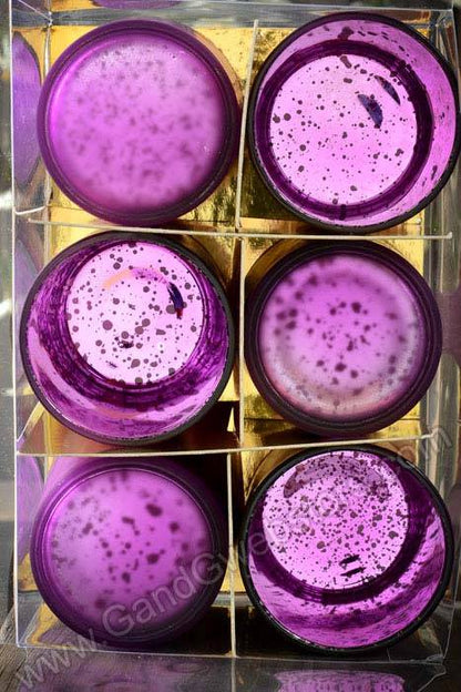 3" Frosted Mercury Glass Candle Holder Purple Pkg/6