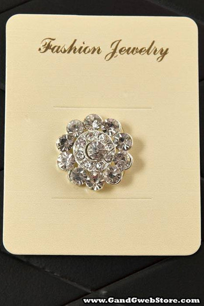 25mm Round Ribbon Button W/diamond Crystal Pkg/3