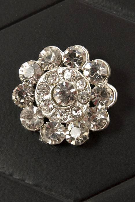 25mm Round Ribbon Button W/diamond Crystal Pkg/3
