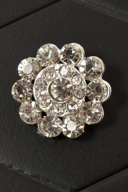 25mm Round Ribbon Button W/diamond Crystal Pkg/3