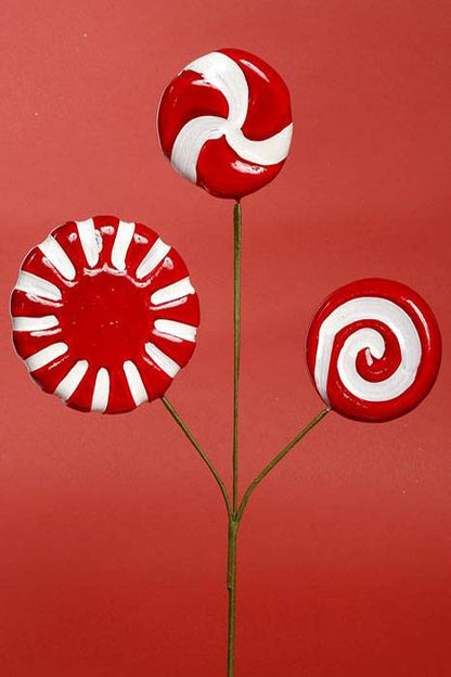 17" Peppermint Red/white Spray