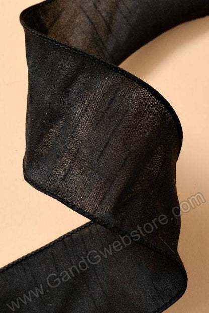 2.5" X 10yds Wired Anisha Ribbon Black