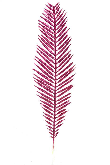 15" Glitter Cycus Leaf Fuchsia