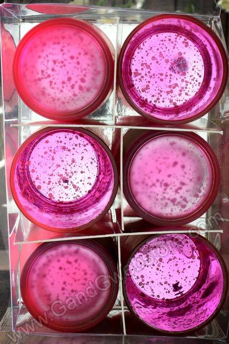 3&quot; Frosted Mercury Glass Candle Holder Fuchsia Pkg/6