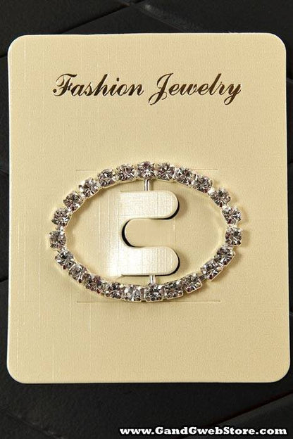 40mm X 30mm Oval Ribbon Button W/diamond Crystal Pkg/6