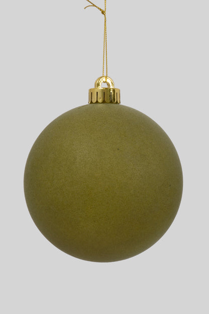 120MM Vp Flocked Ball Ornament Moss Green Pkg/3