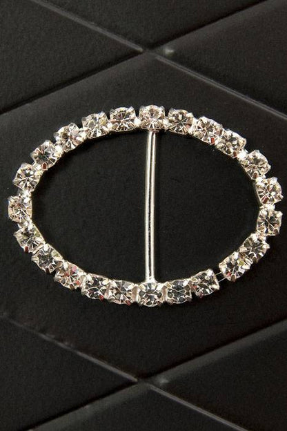 40mm X 30mm Oval Ribbon Button W/diamond Crystal Pkg/6