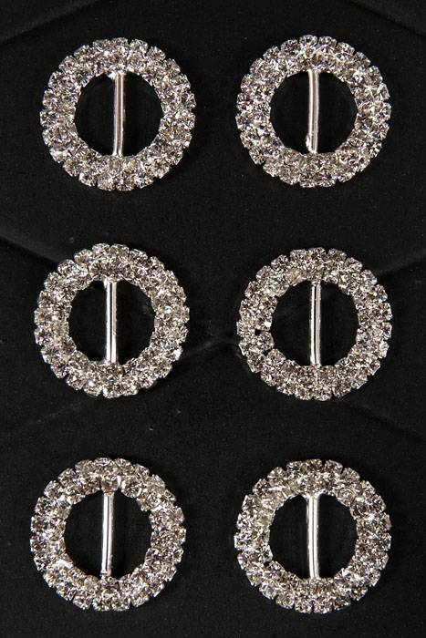 19mm Round Ribbon Button Crystal Pkg/6
