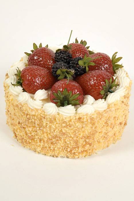 6" X 4" Cake W/strawberry/raspberry Cream/red