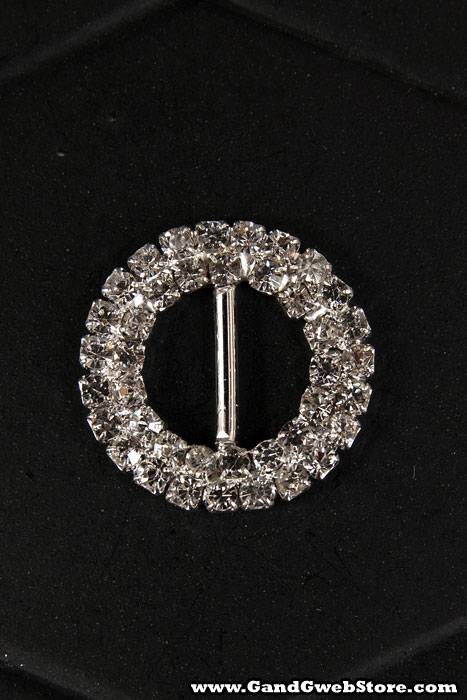 19mm Round Ribbon Button Crystal Pkg/6