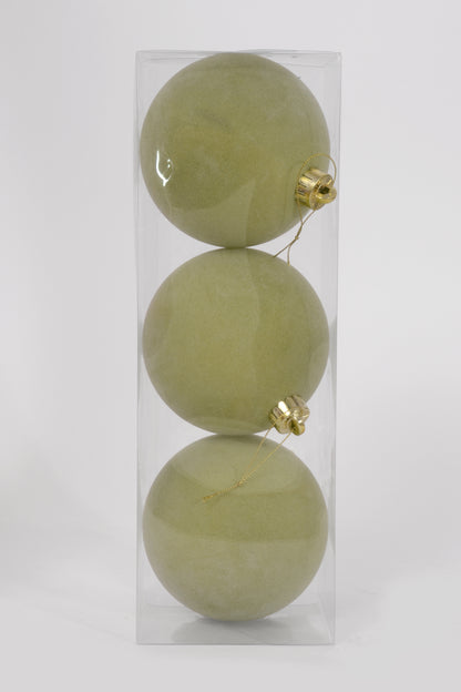 120MM Vp Flocked Ball Ornament Sage Green Pkg/3
