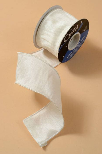2.5" X 10yds Wired Anisha Ribbon Ivory